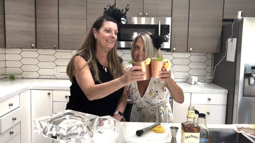 Robin and Helena toasting with Mint Juleps.